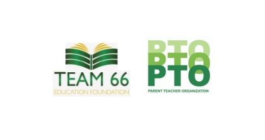 Team 66 Education Foundation book logo and PTO Parent Teacher Organization logo