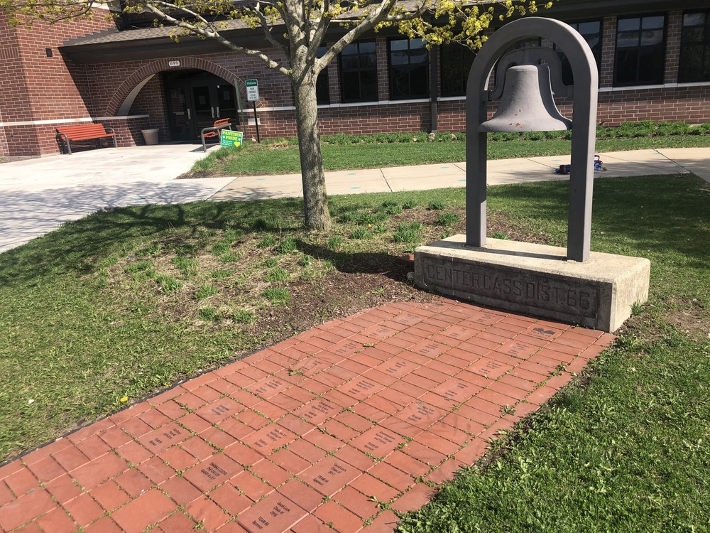 Center Cass District 66 Bell and brick path