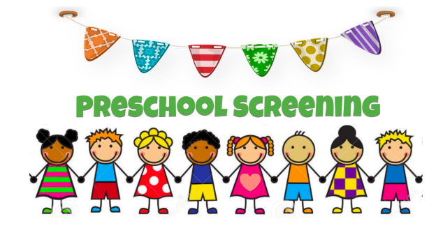 kids holding hands that reads Preschool Screenin
