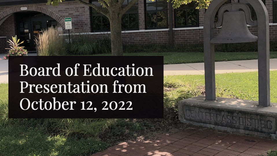 Bell with wording: Board of Education Presentation from October 12, 2022