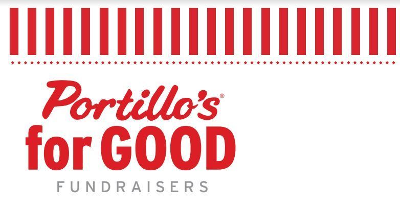 Red and white stripers that reads Portillo's for Good Fundraisers