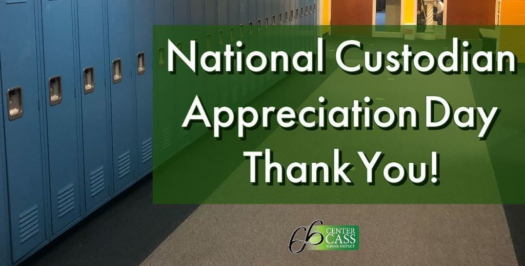Hallway of lockers that reads National Custodian Appreciation Day Thank you!