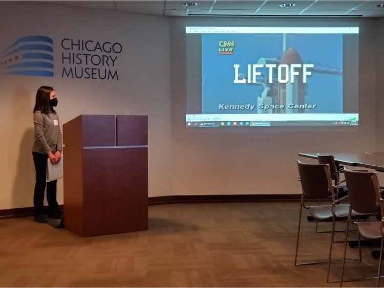 Lydia presenting her documentary at March’s Chicago History Day competition  