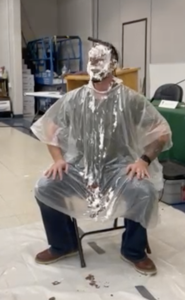 BOE member Brian L taking a pie to the face